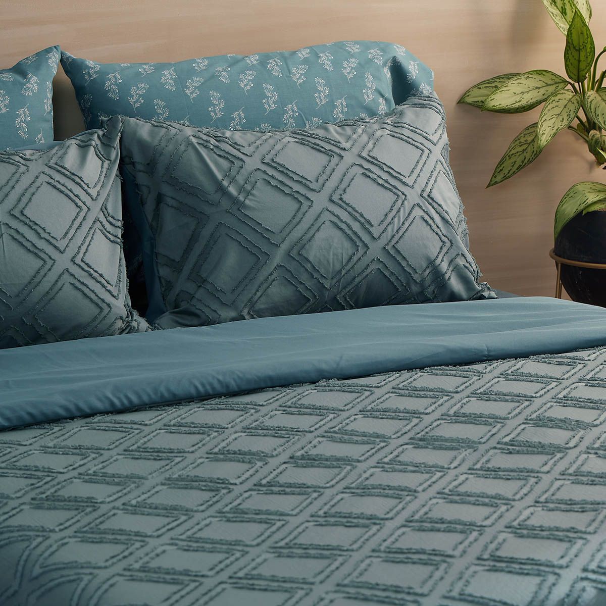 DISTRIHOGAR - Cover Duvet - Funda Plumón Microfibra Aria Azul Queen