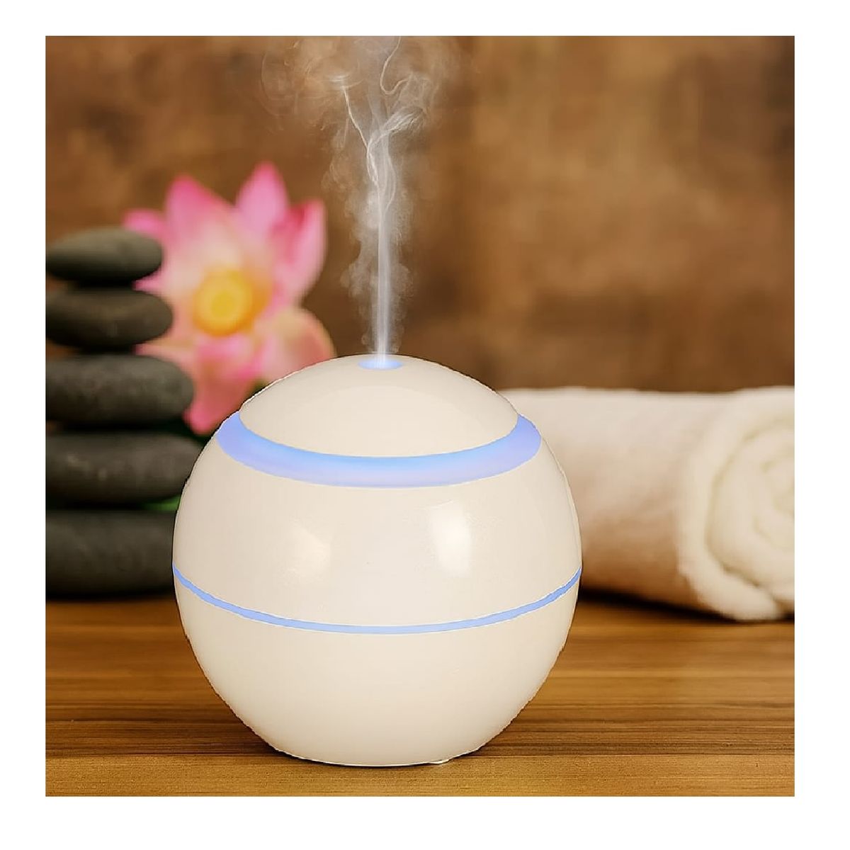 GENERICO - Humidificador Difusor de Aromas LED Esférico USB, Incluye 1 Esencia