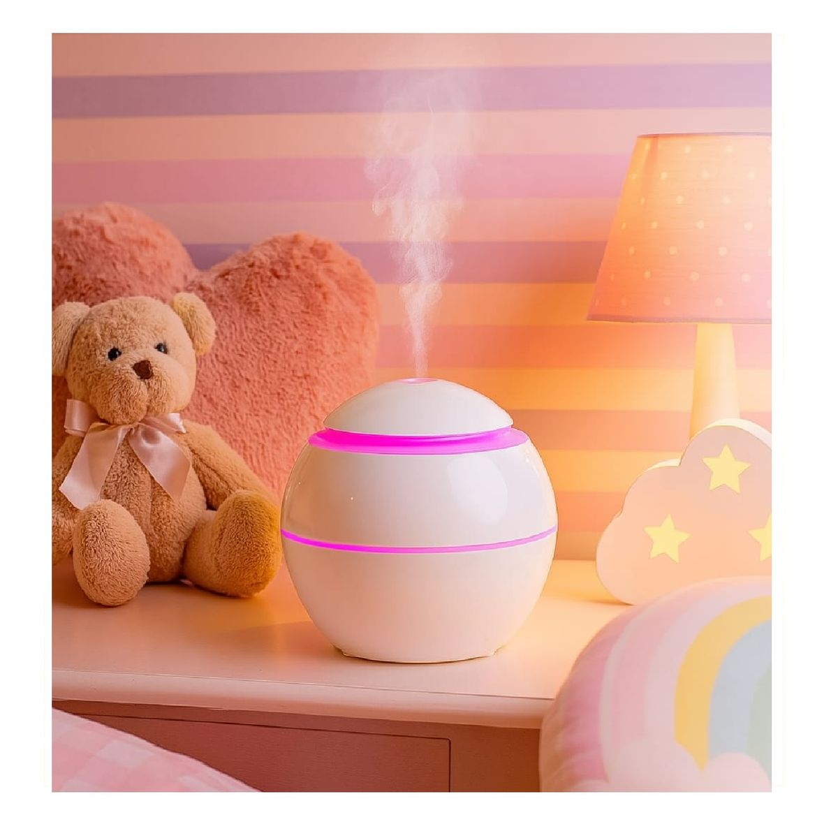 GENERICO - Humidificador Difusor de Aromas LED Esférico USB, Incluye 1 Esencia