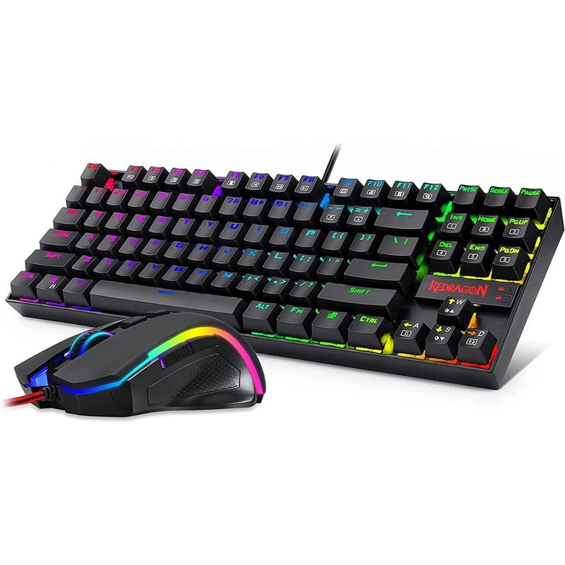 REDRAGON - COMBO GAMER TECLADO Y MOUSE REDRAGON NEGRO EZZENTIALS K552RGB-BA USB