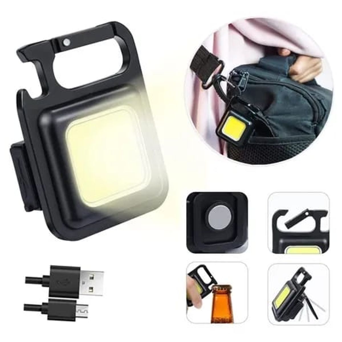 MIELTECH - Linterna llavero luz led destapador potente recargable camping