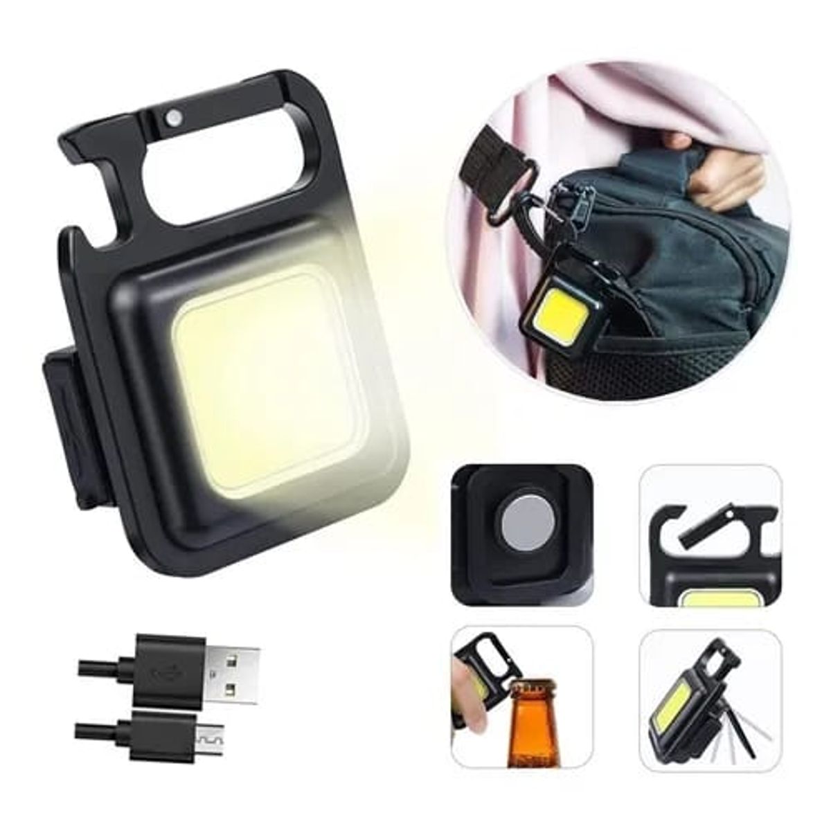 MIELTECH - Linterna llavero luz led destapador potente recargable camping