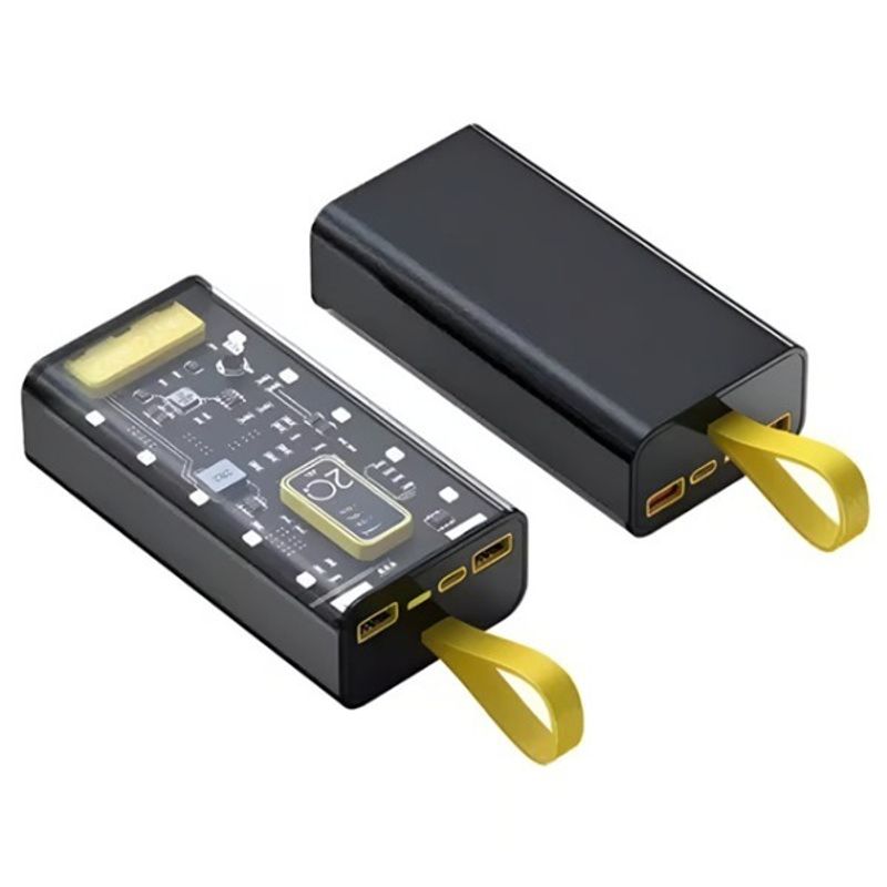 GENERICO - Power Bank Transparente 20.000 mAh – Cargador Portátil Digital Multifunción