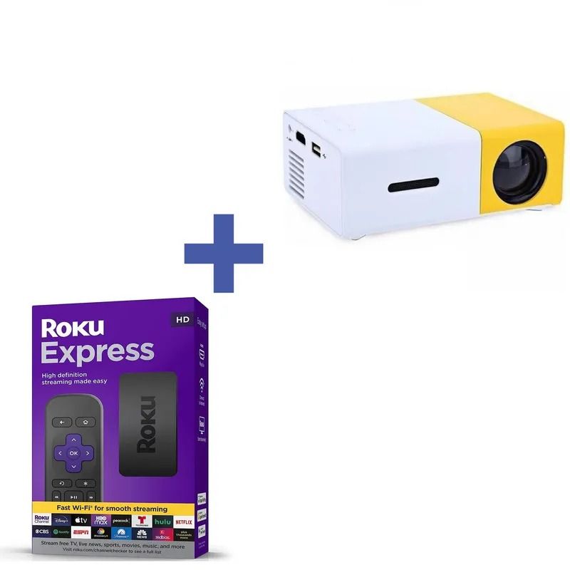 GENERICO - Kit Cine En Casa Proyector Video Beam Yg300 + Roku Express