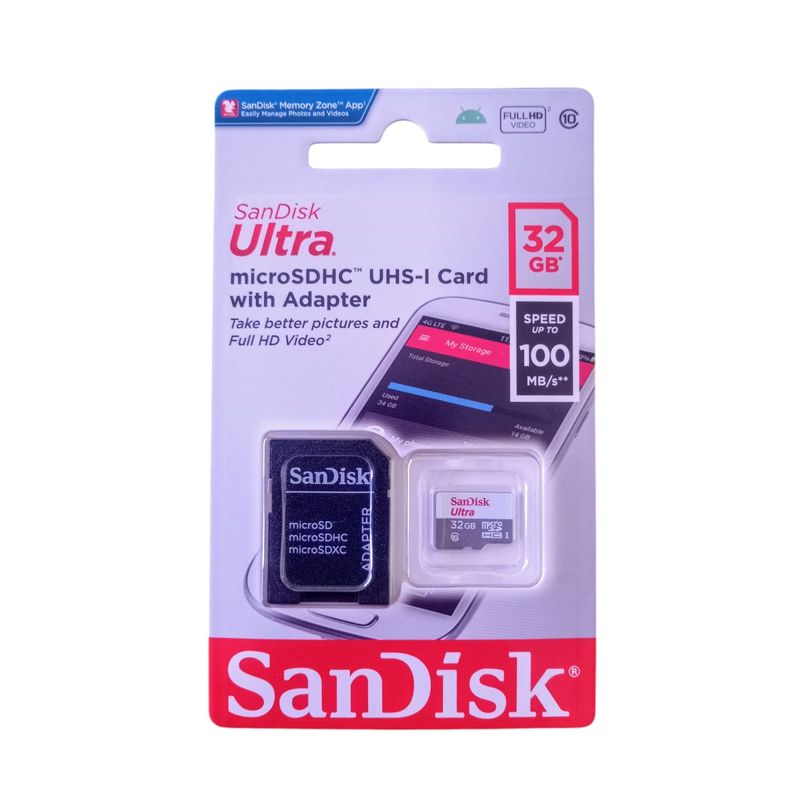 GENERICO - Tarjeta MicroSD SanDisk Ultra 32GB con Adaptador  Alta Velocidad