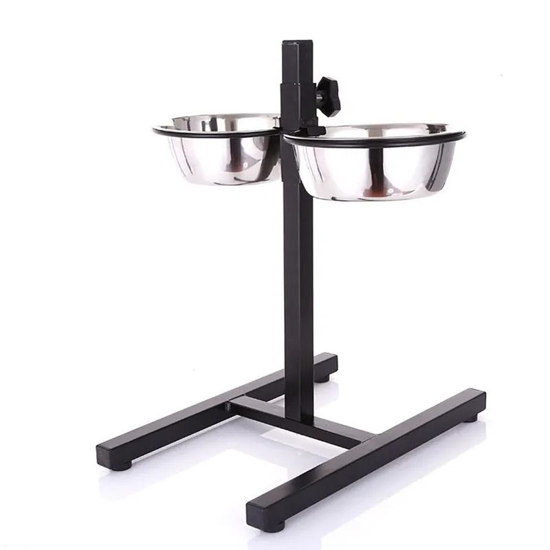 GENERICO - Comedero Elevado Ajustable en Acero Inoxidable para Perros