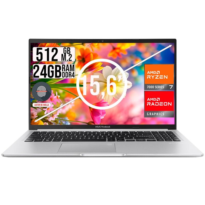 ASUS - PORTATIL ASUS AMD RYZEN 7-7730U SSD 512GB RAM 24GB 15,6 FHD