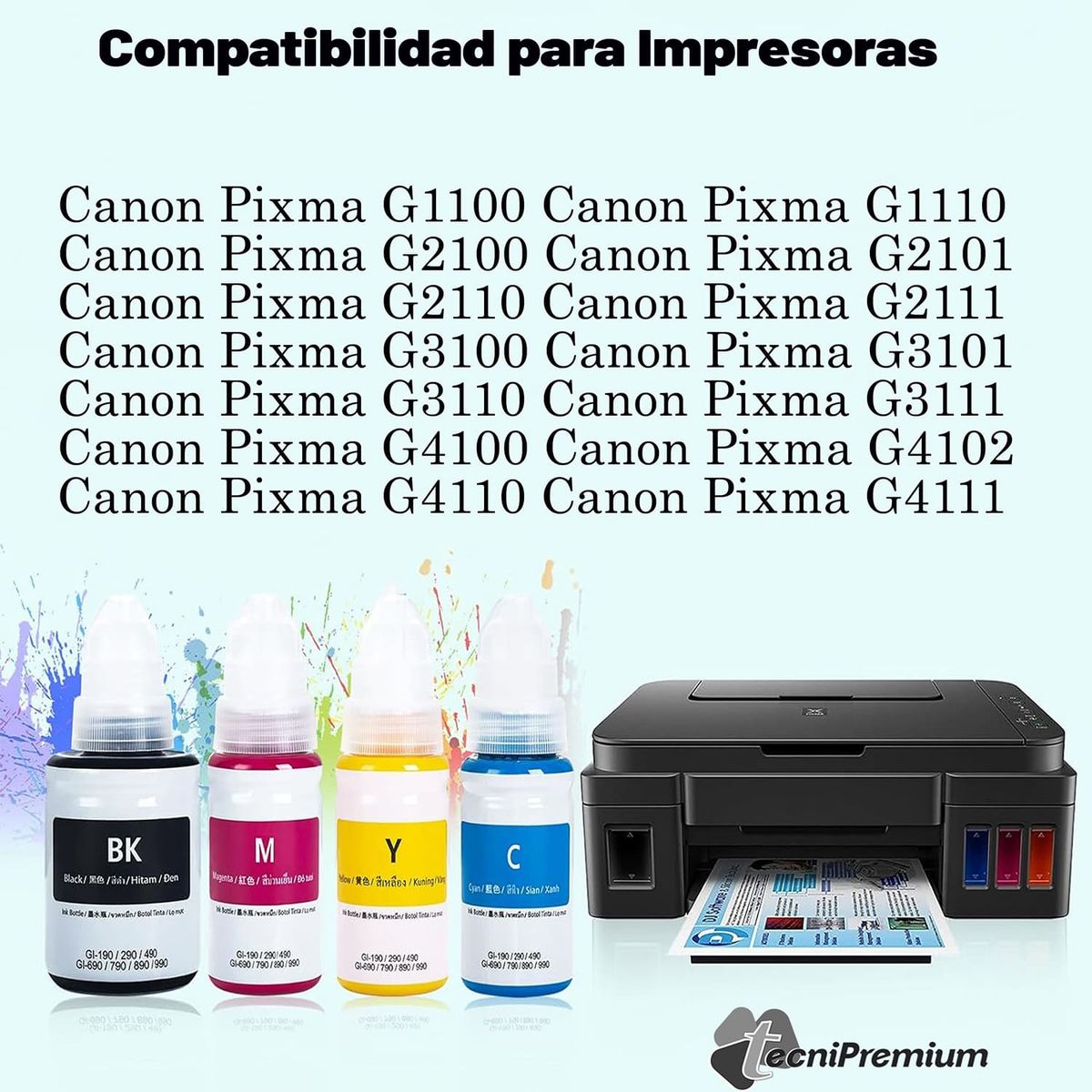 GENERICO - Kit 4 Tintas Gi-190 Para Canon G2100 G3100 G4100 G2110