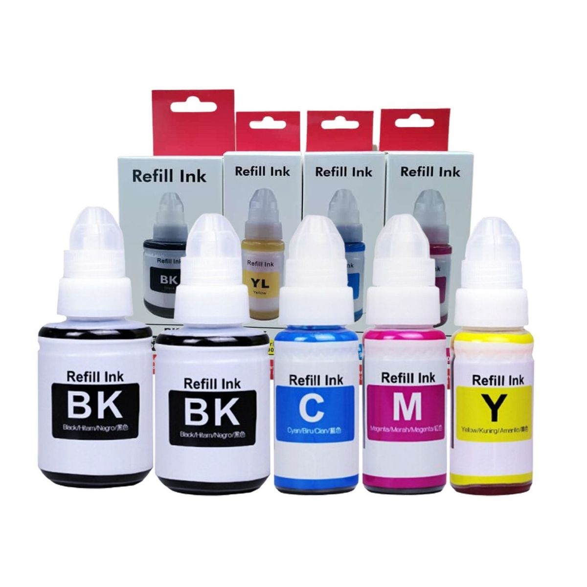 GENERICO - Kit 5 Tintas Gi-190 Para Canon G2100 G3100 G4100 G2110