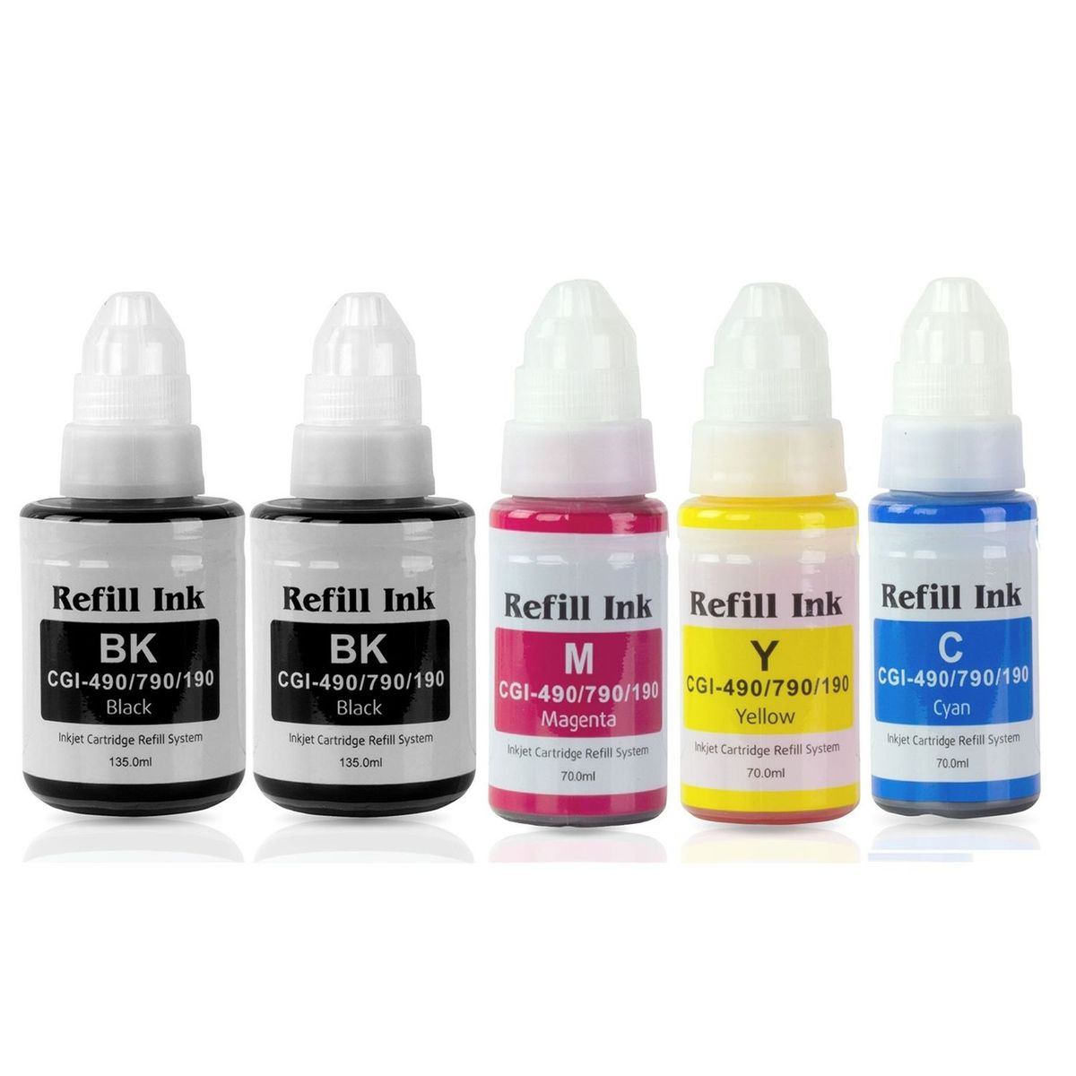 GENERICO - Kit 5 Tintas Gi-190 Para Canon G2100 G3100 G4100 G2110