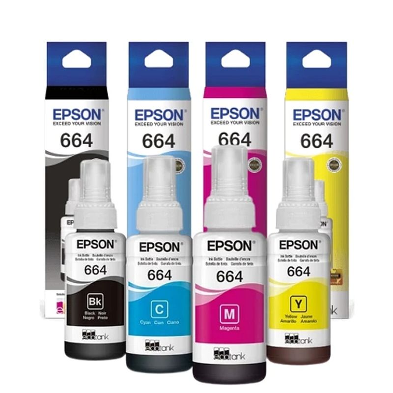 EPSON - Kit 4 Tintas 664  Para Epson  L555 L210 L355 L395 L380 L475
