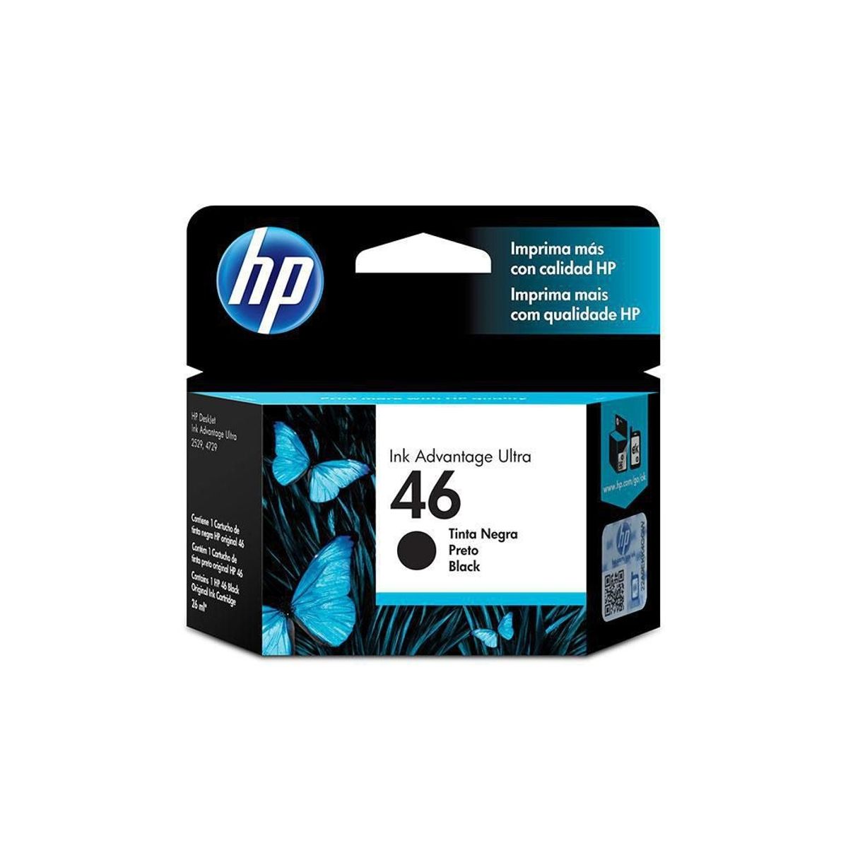 HP - Cartucho Original 46 Negro Para Deskjet Ink 2529 4729 5738 5739