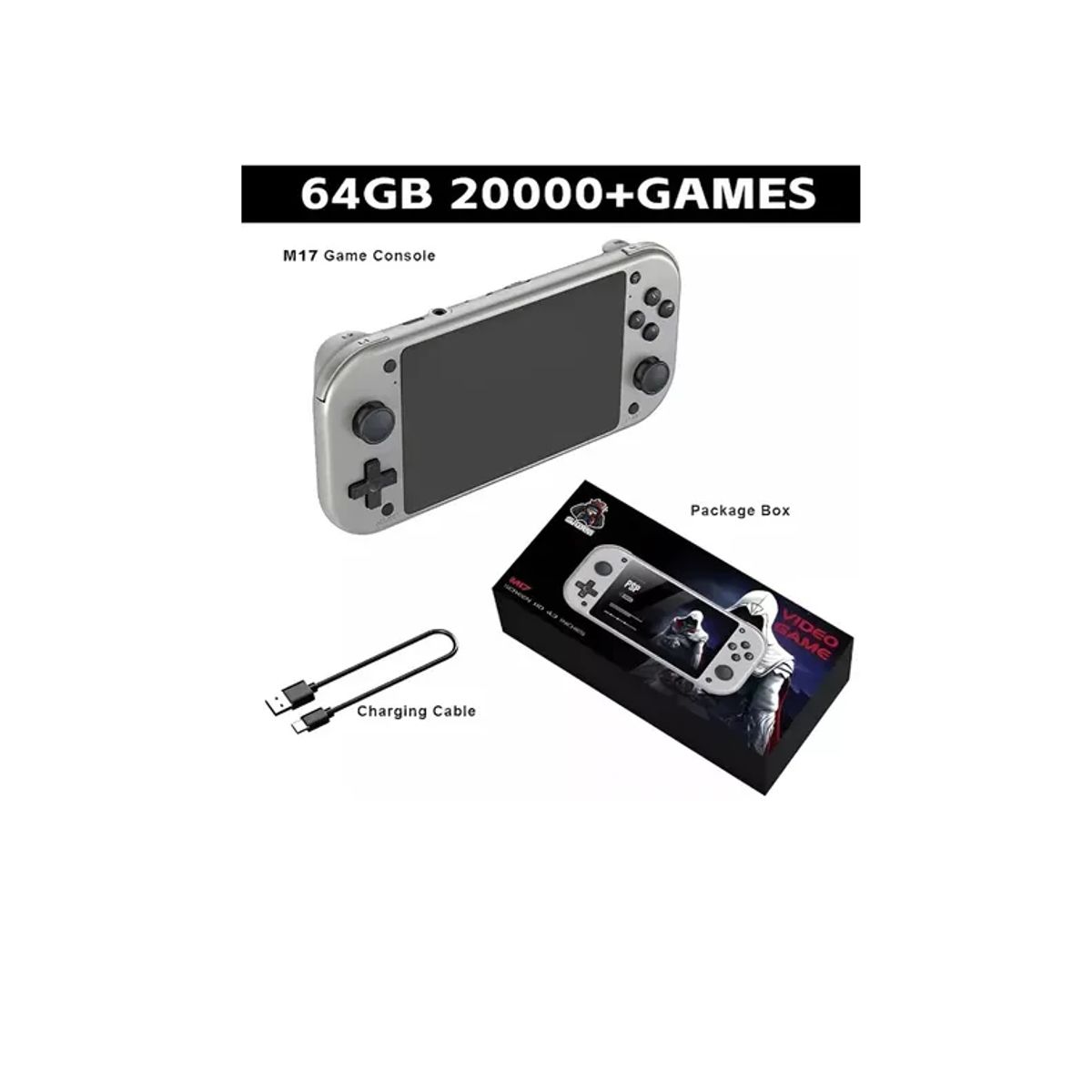 GENERICO - Reproductor Mp5 Portatil Retroconsola M17 64gb Gris