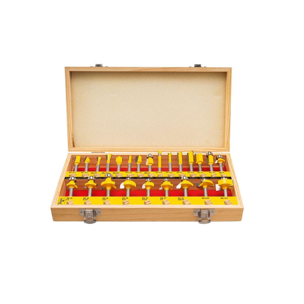 UYUSTOOLS - Juego 24 Fresas Ruteadora 1/4" Uyustools Estuche De Madera