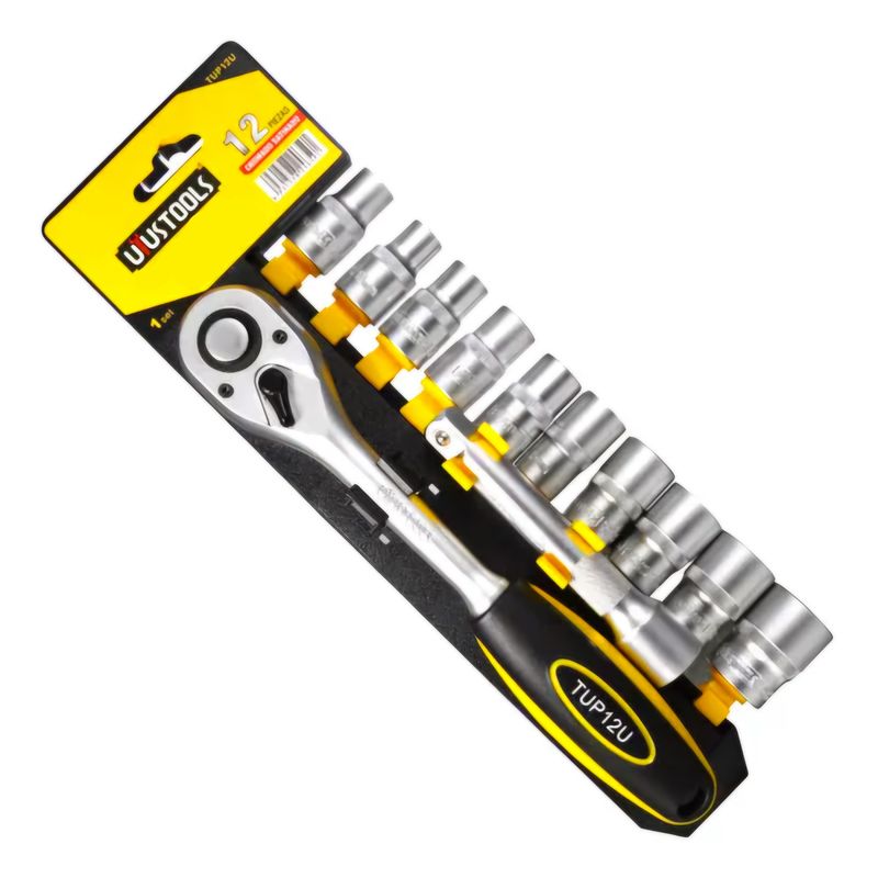 UYUSTOOLS - Juego Dados Corredizos T 1/2" Uyustools Ratchet 12 Piezas