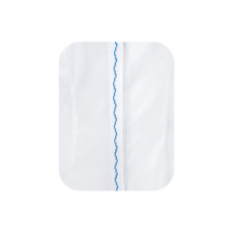 SON DOS - Camisa Blusa Blanca Oficina Elegante Bordada Azul Mujer