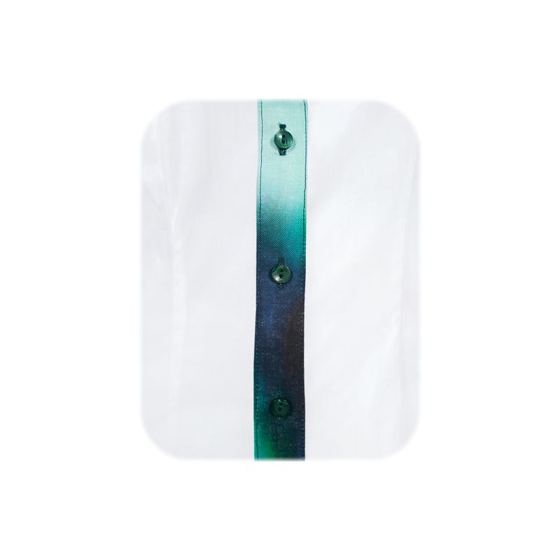SON DOS - Camisa Blusa Blanca Oficina Tie Dye Tono Azul Verde Mujer