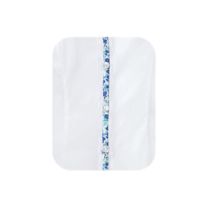 SON DOS - Camisa Blusa Azul Blanca Estampada Con Flores Oficina Mujer