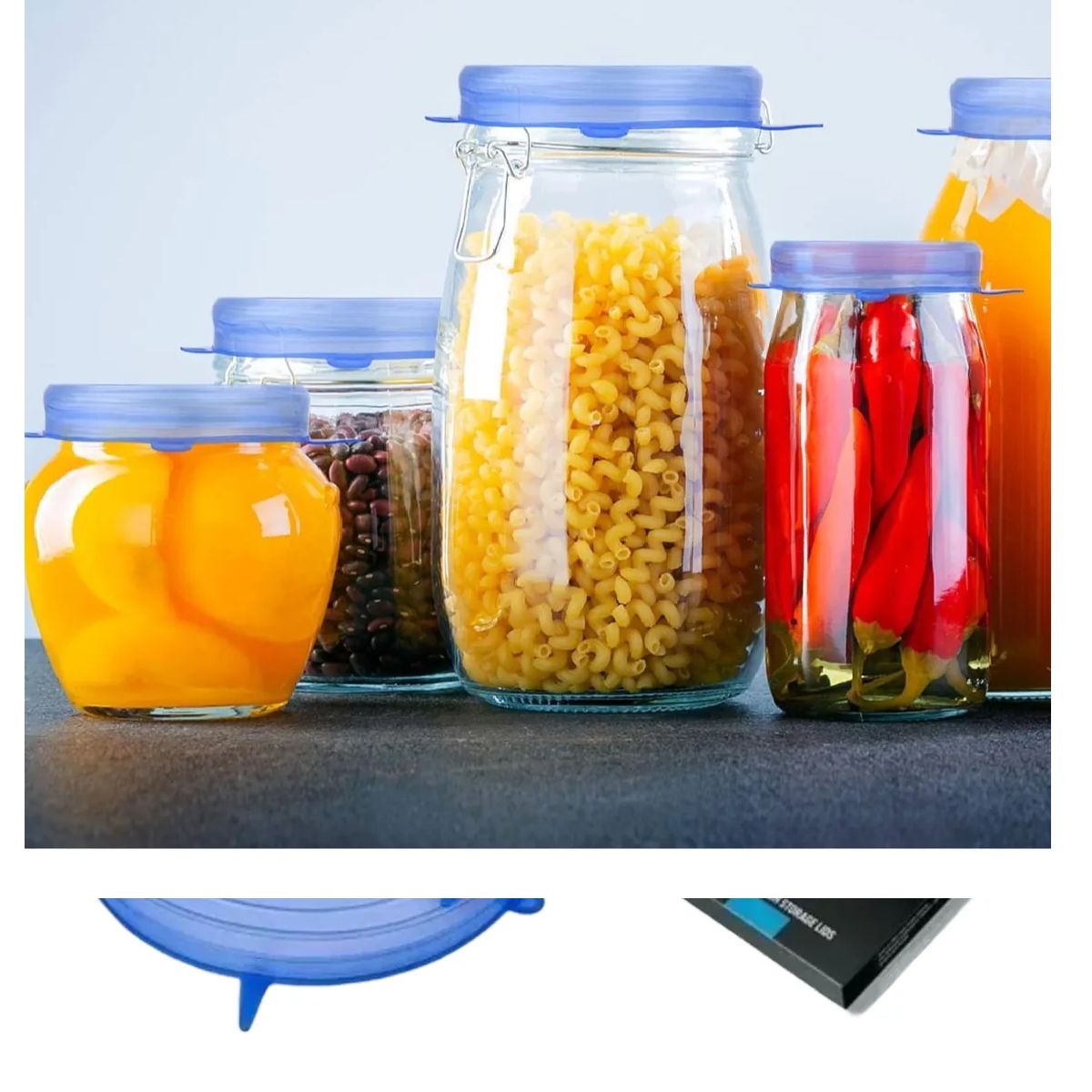 SKY - Tapa Hermética Silicona Grado Alimentario Juego 6 Unidades Ajustable Ahorrador Alimentos 2025 SKY