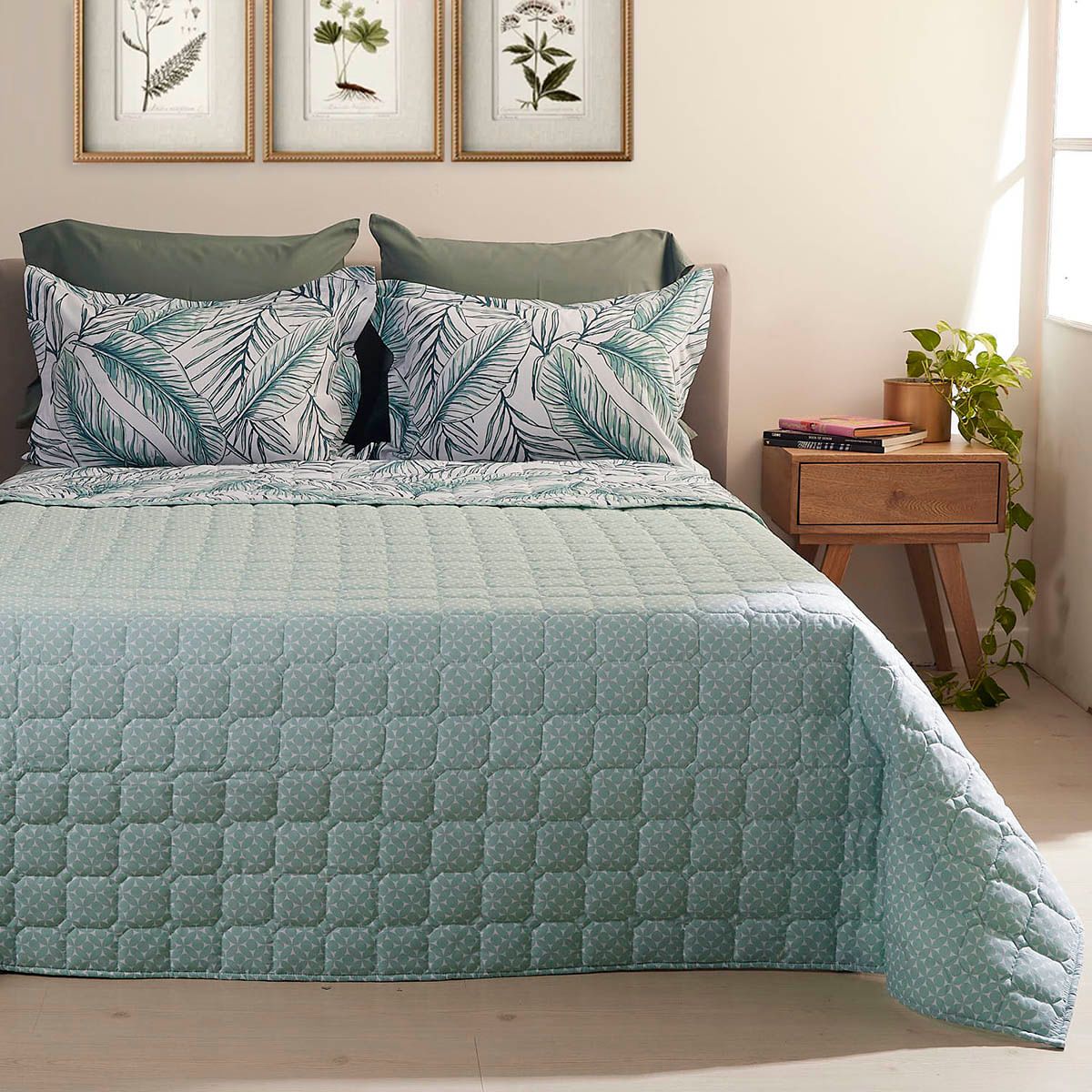 DISTRIHOGAR - Cubrelecho Doblefaz 150 Hilos Polialgodón Bluish Queen