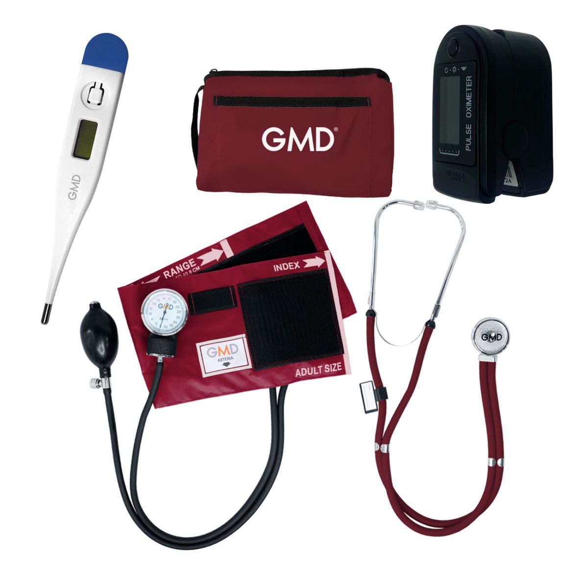 GMD - Kit Completo Enfermería Uso Clínico Y Estudiantil 4 Piezas Vinotinto