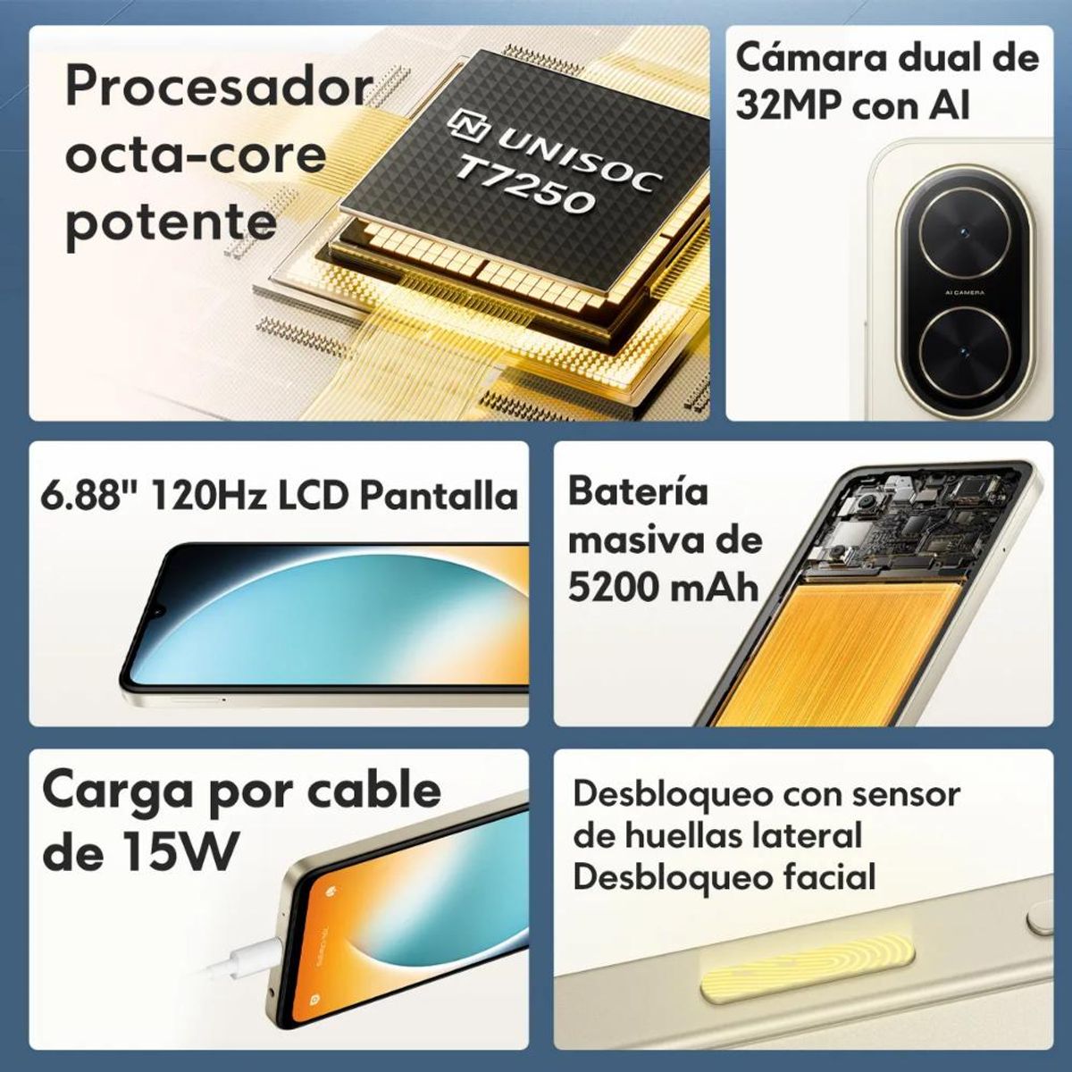 XIAOMI - XIAOMI - Celular Smartphone POCO C71 Gold 5G  4 GB de RAM y 128 GB de Almacenamiento
