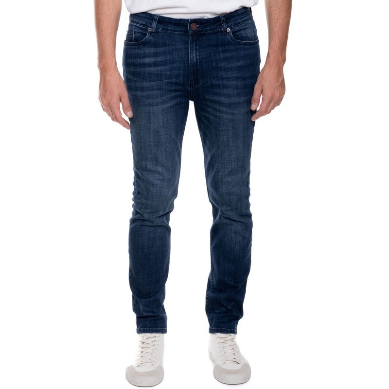 COLOR BLUE - Oakland/Skinny Fit Jeans Tono Oscuro Con Desgastes