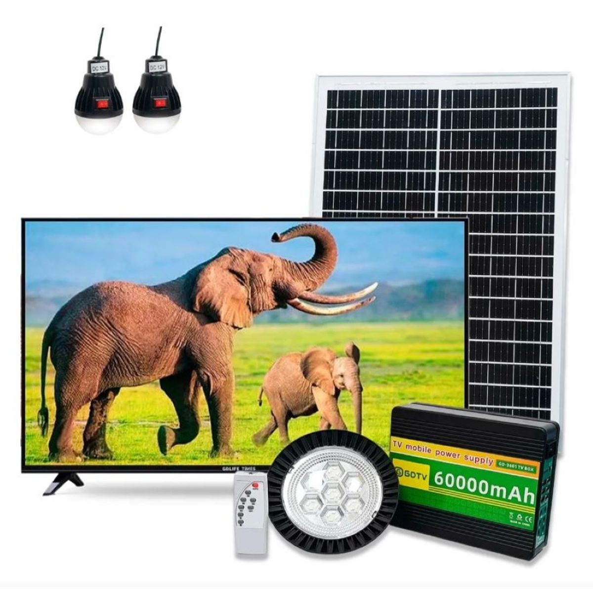 ZHOPI CO - Televisor Solar 32 Pulgadas Con Batería 60000mah Con Panel