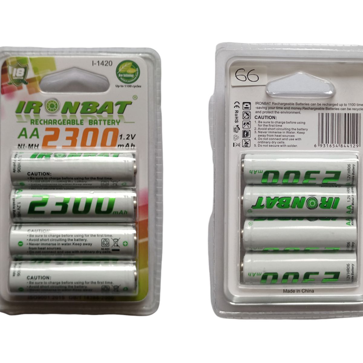 IRONBAT - Pilas Recargables Aa X4 Unidades De 2300 Amp