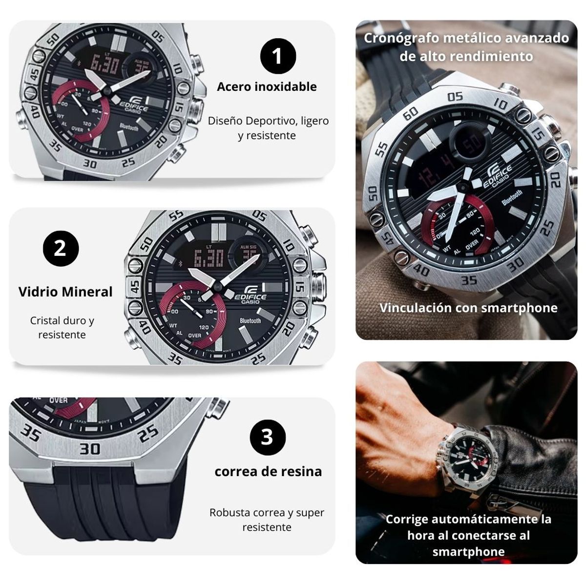 CASIO - Reloj Casio Edifice ECB-10P-1A Cronógrafo Diseño Deportivo