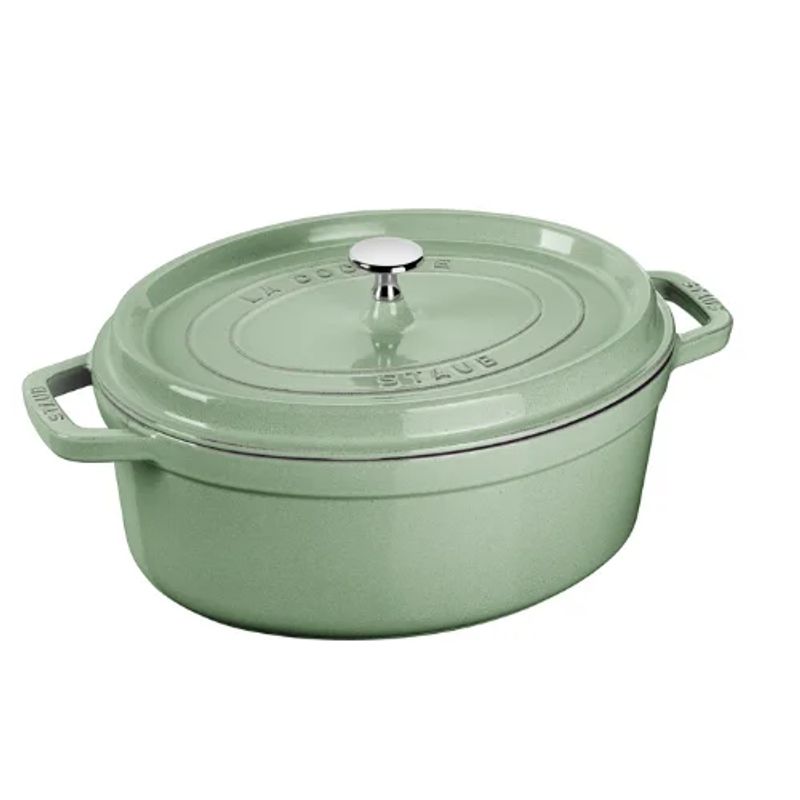 GENERICO - Olla ovalada de hierro fundido color verde claro  Staub