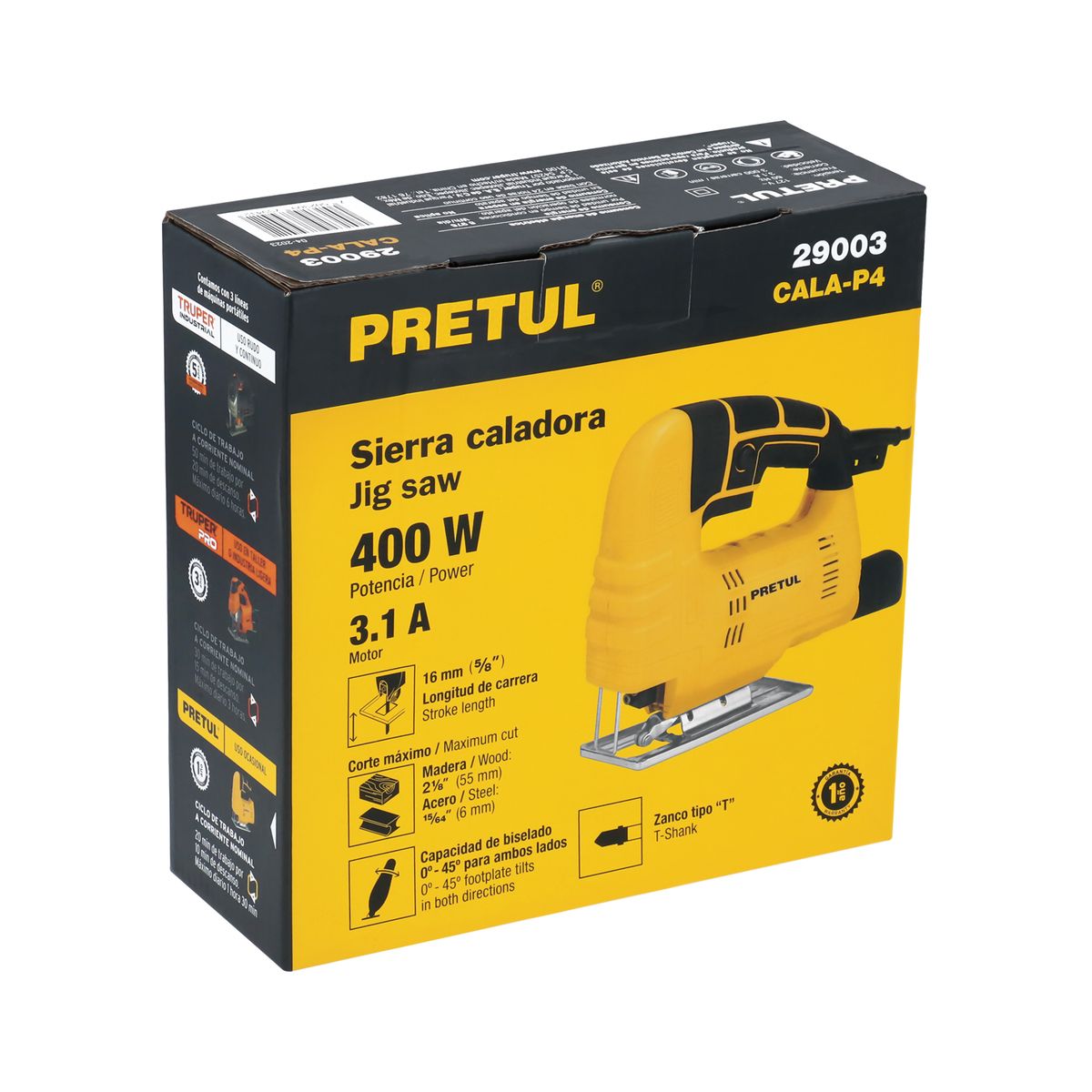 PRETUL - Sierra Caladora 400 W Zanco T Pretul Bisel 45° Corte 55 Mm