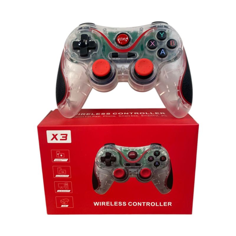 GENERICO - Control Bluetooth X3 Transperente + Soporte Para Celular  y Pc