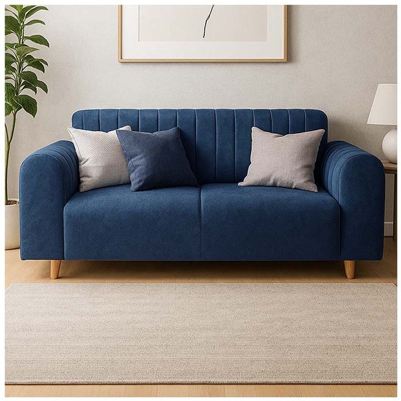 GENERICO - SOFA DE 3 PUESTOS MARSELLA EN TELA  ANTIFLUIDOS AZUL NAVY