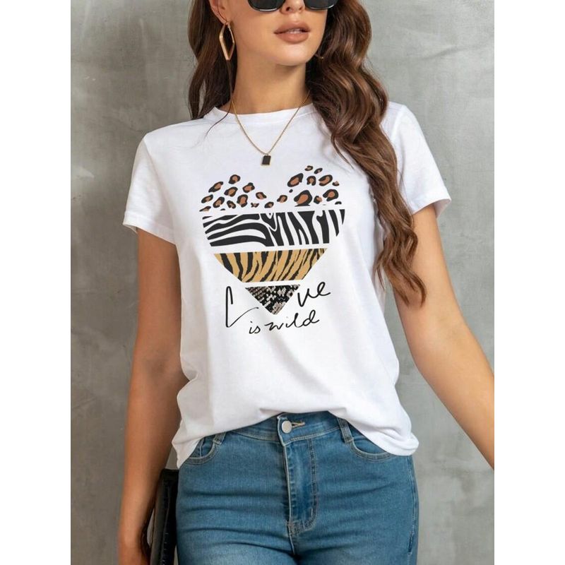 ISMI - Camiseta Animal Print Mujer Manga Corta Ismi