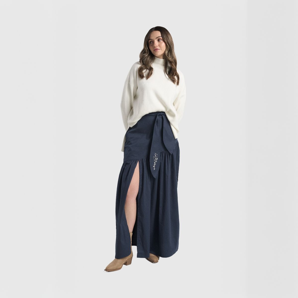 JULIANA SANCHEZ - Falda Abertura - Azul