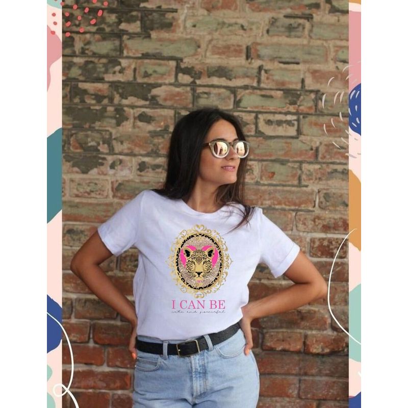 ISMI - Camiseta Animal Print Mujer Manga Corta Ismi