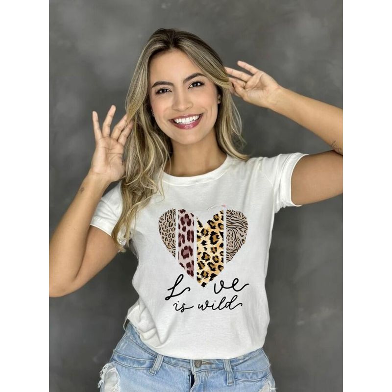 ISMI - Camiseta Animal Print Mujer Manga Corta Ismi