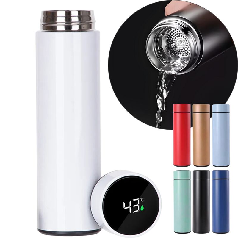 GENERICO - Termo Inteligente Medidor De Temperatura Led Botella 500Ml