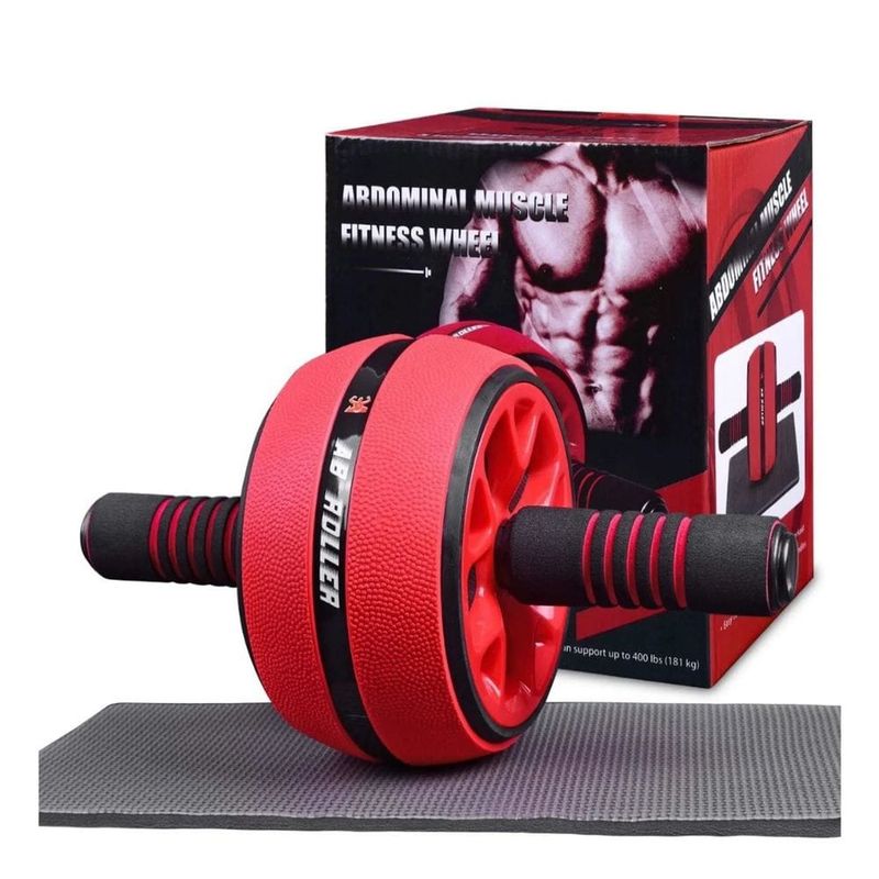 GENERICO - Rueda Abdominal Rodillo Grueso Tipo Barril Gym + Tapete