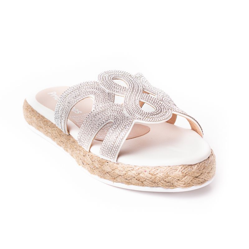 PRICE SHOES - Price Shoes Sandalia Plana Para Mujer con brillante 312ESMERALDAPLATA
