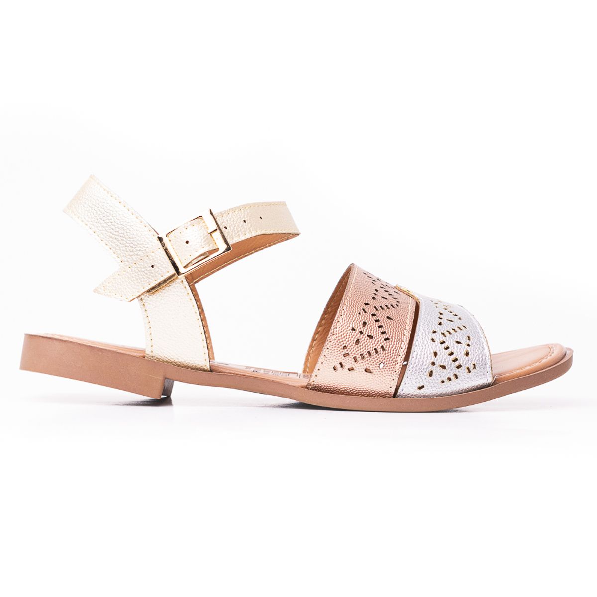 PRICE SHOES - Priceshoes Sandalia Plana para dama 692V225OROROSA