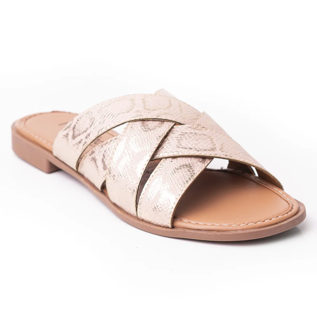 PRICE SHOES - Priceshoes Sandalia Plana para dama 692V223OROROSA