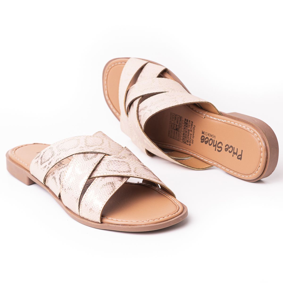 PRICE SHOES - Priceshoes Sandalia Plana para dama 692V223OROROSA