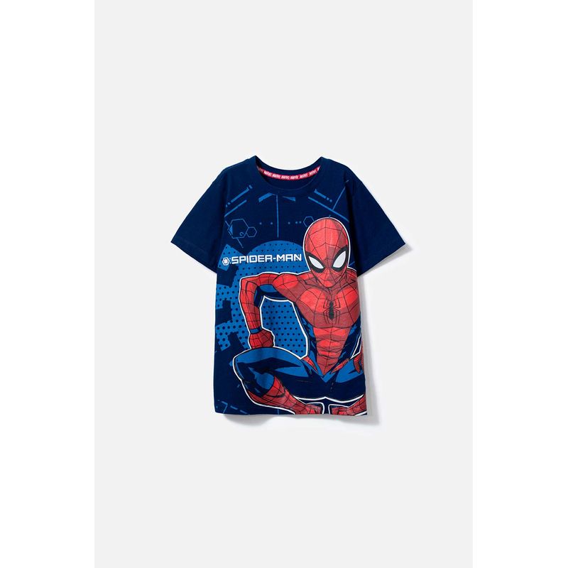 MARVEL - Camiseta de Spiderman manga corta azul para niño