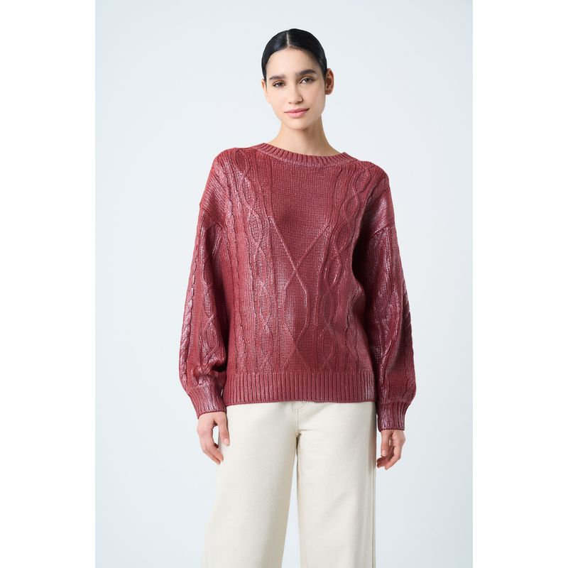 VELEZ - Vélez Sweater Tejido Layla Para Mujer Efecto Resinado Vinotinto