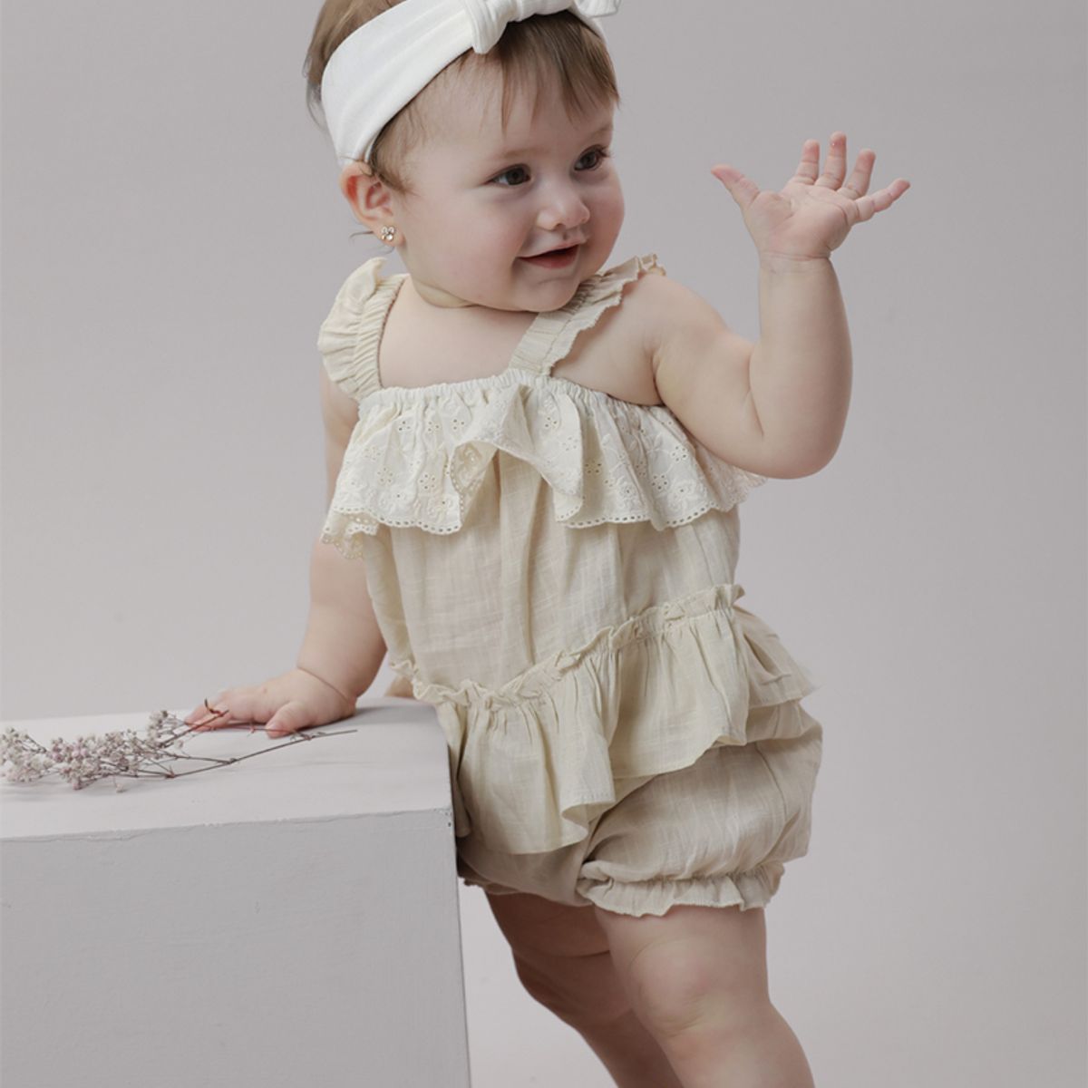 BABY SAMUU - Conjunto blusa y short en algodón Camelia