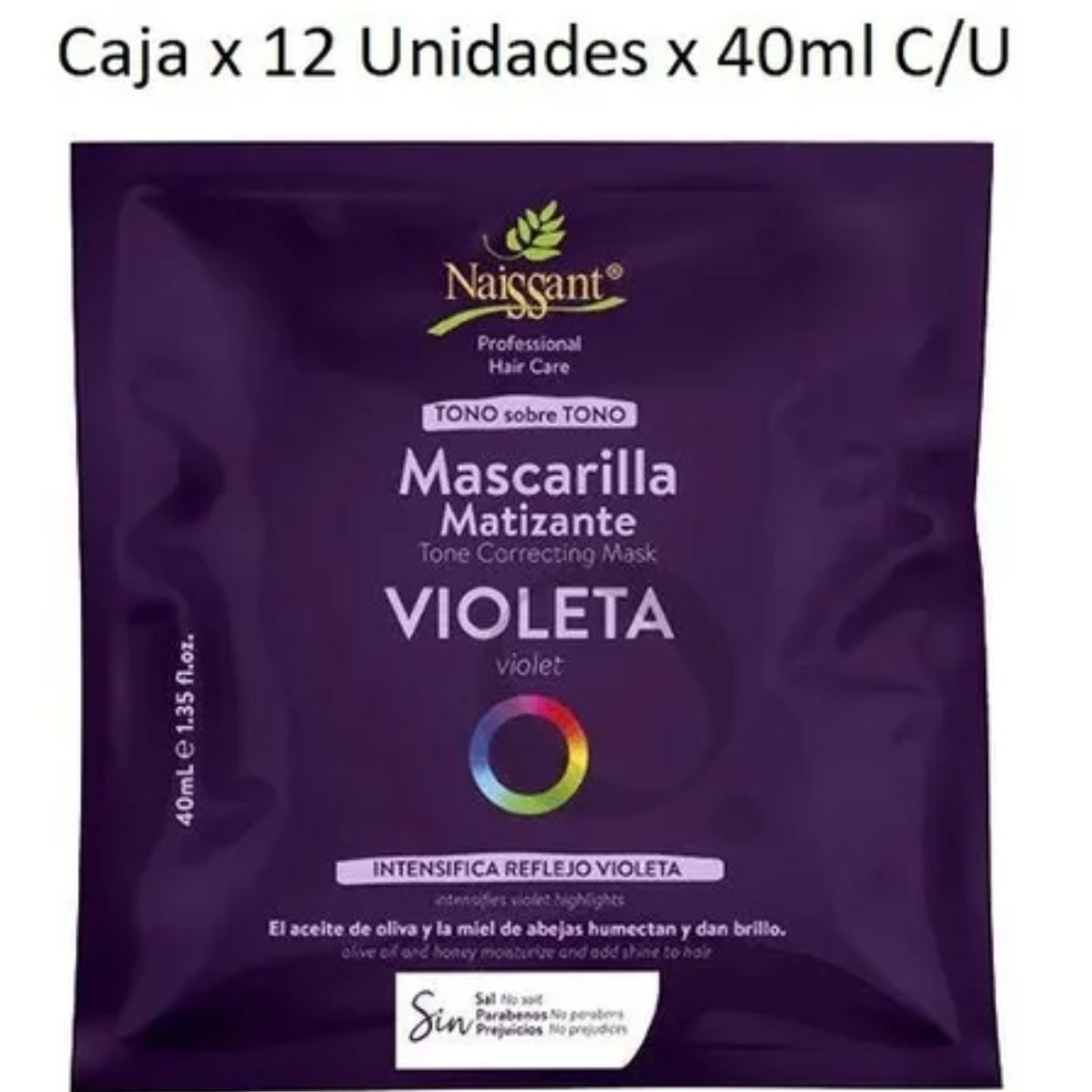 NAISSANT - Mascarilla Matizante Violeta de Naissant  Caja de 12 unidades x40mL