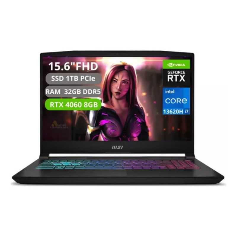 MSI - Portatil Msi Katana 15 Intel Core i7 13620H RAM 32GB SSD 1TB RTX 4060 8GB 15.6" FHD