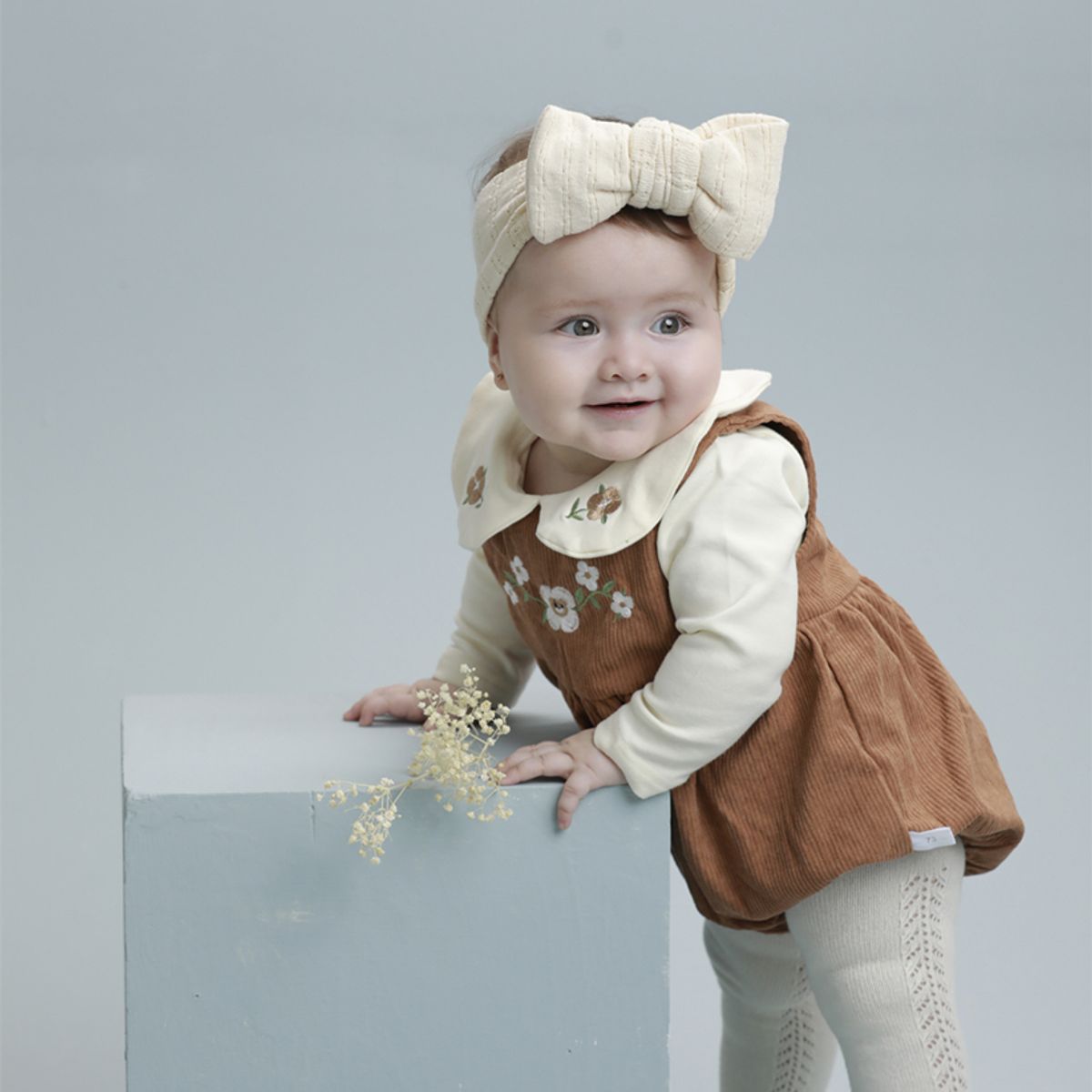 BABY SAMUU - Conjunto blusa y braga pana Wildflower